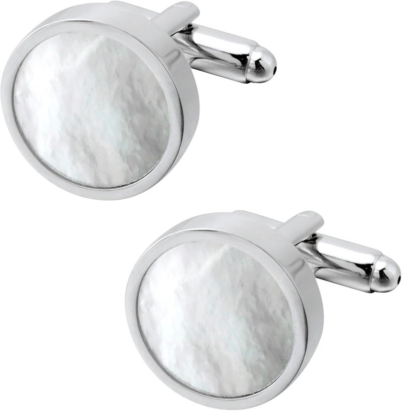 Jonwo Tuxedo Cufflinks and Studs Set Mother of Pearl Men Dress Cuff Links Buttons Set Formal Business Wedding - Image 1